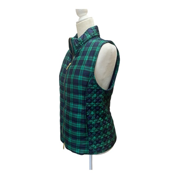 Vineyard Vines Womens Plaid Puffer Sleeveless Vest Size Small Green Blue Preppy - Picture 3 of 8